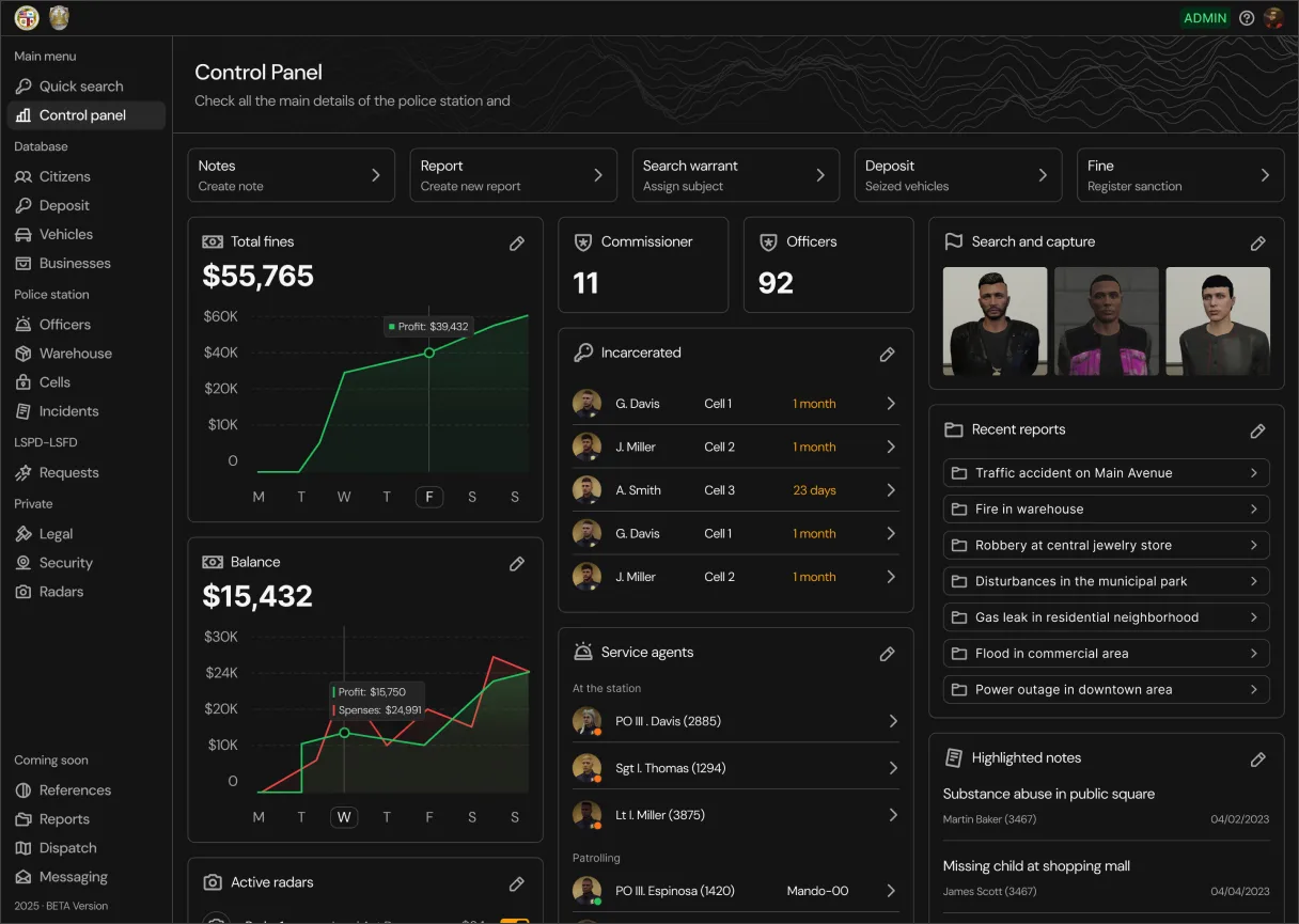The analytics in real time screen