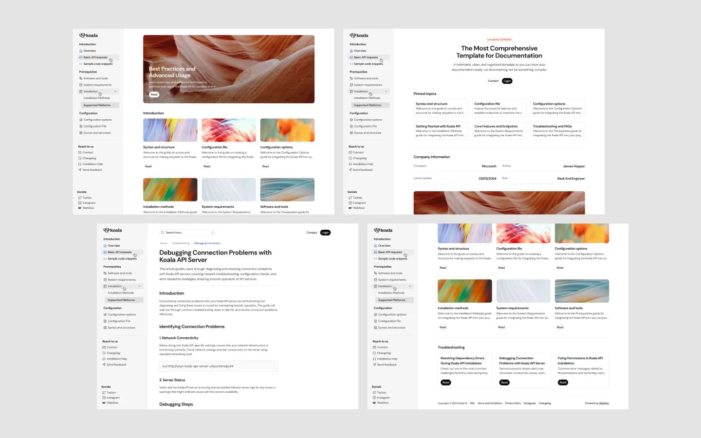 Calaix template, main screen