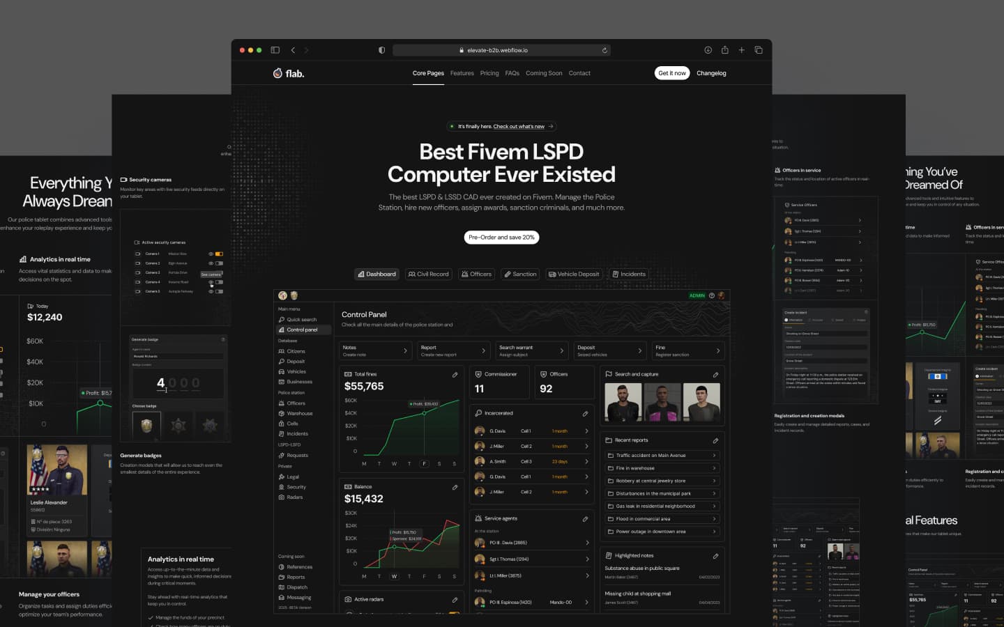 Elevate B2B template, main screen