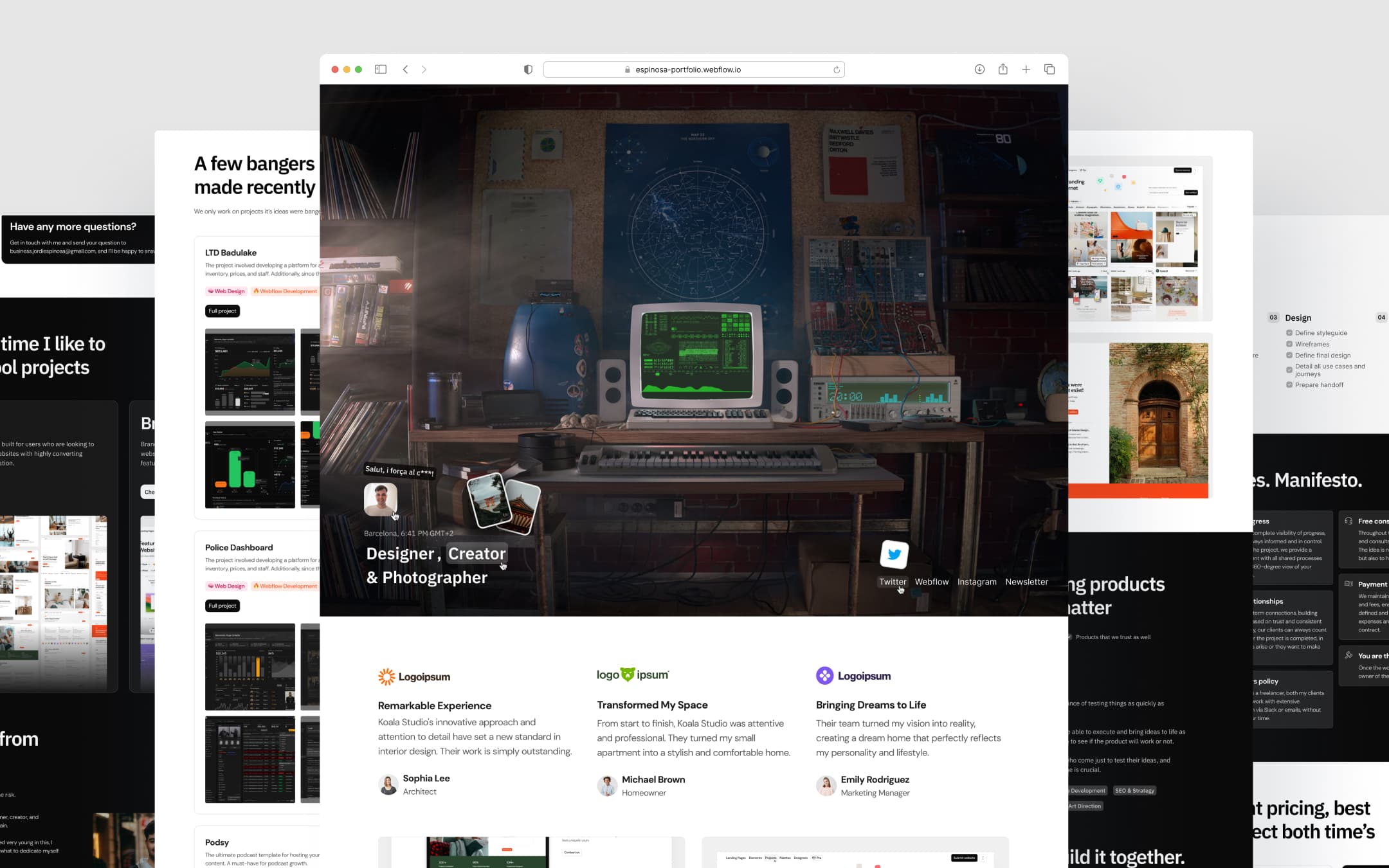 Espinosa Portfolio template, main screen