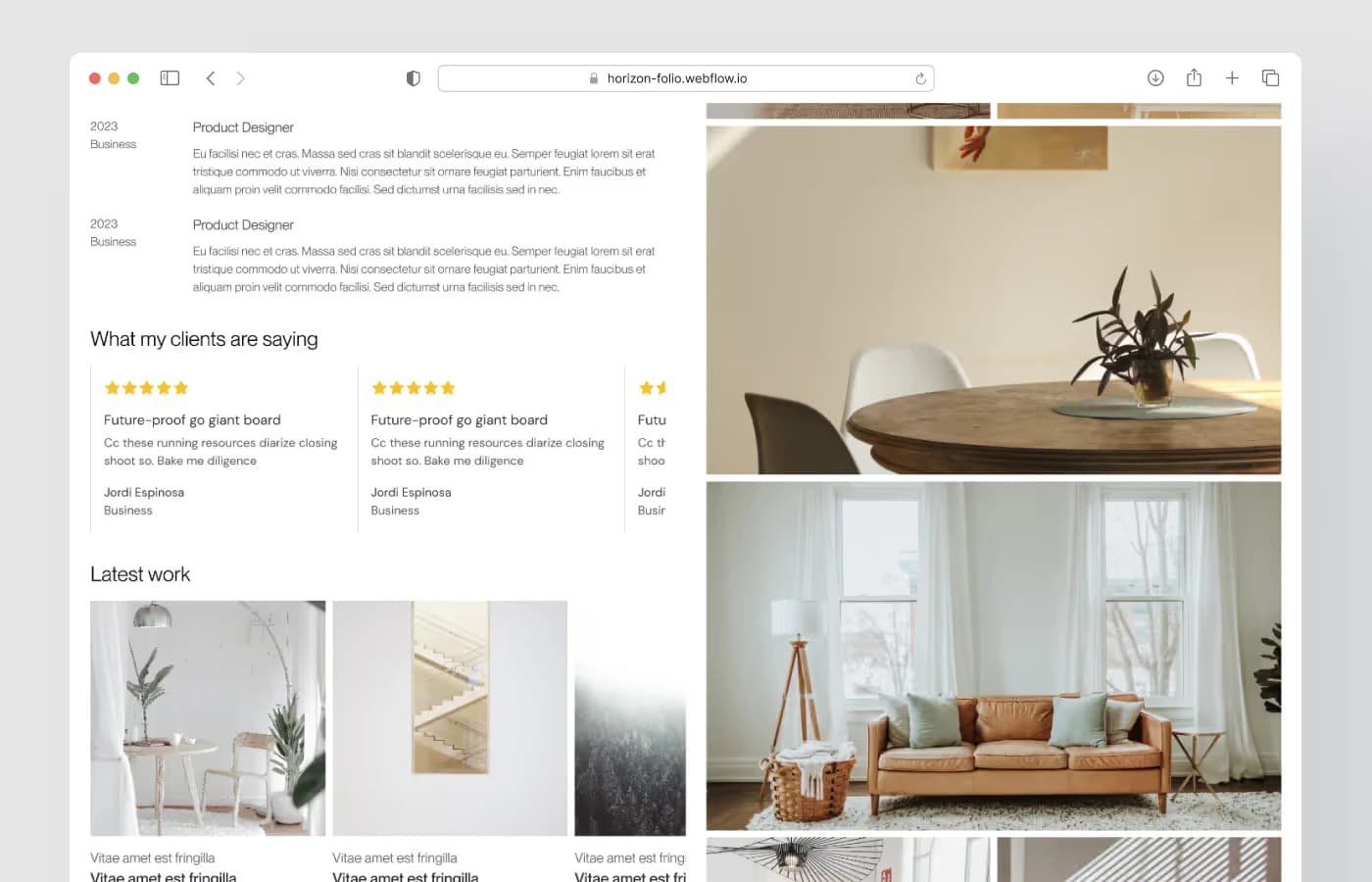 Horizon Folio · Portfolio Website template, screen 3