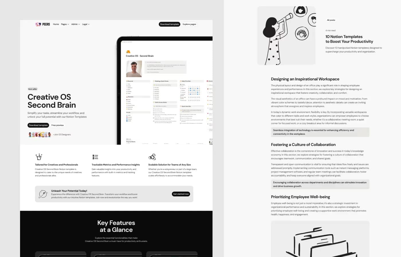 Notion Website builder template, screen 3