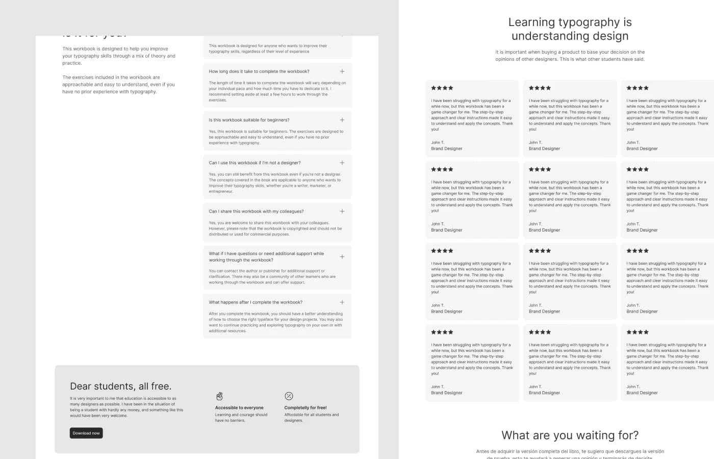 Workbook Landing Page template, screen 4