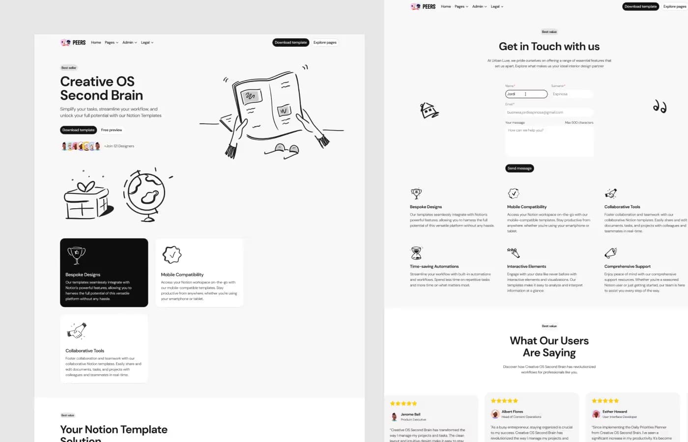 Notion Website builder template, screen 4