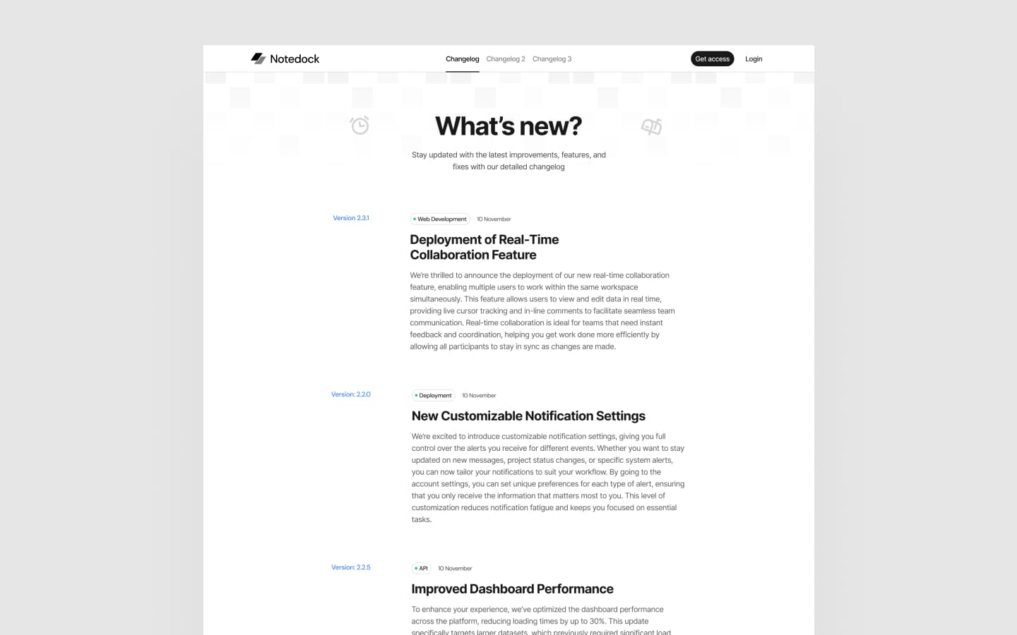 Notedock template, screen 4