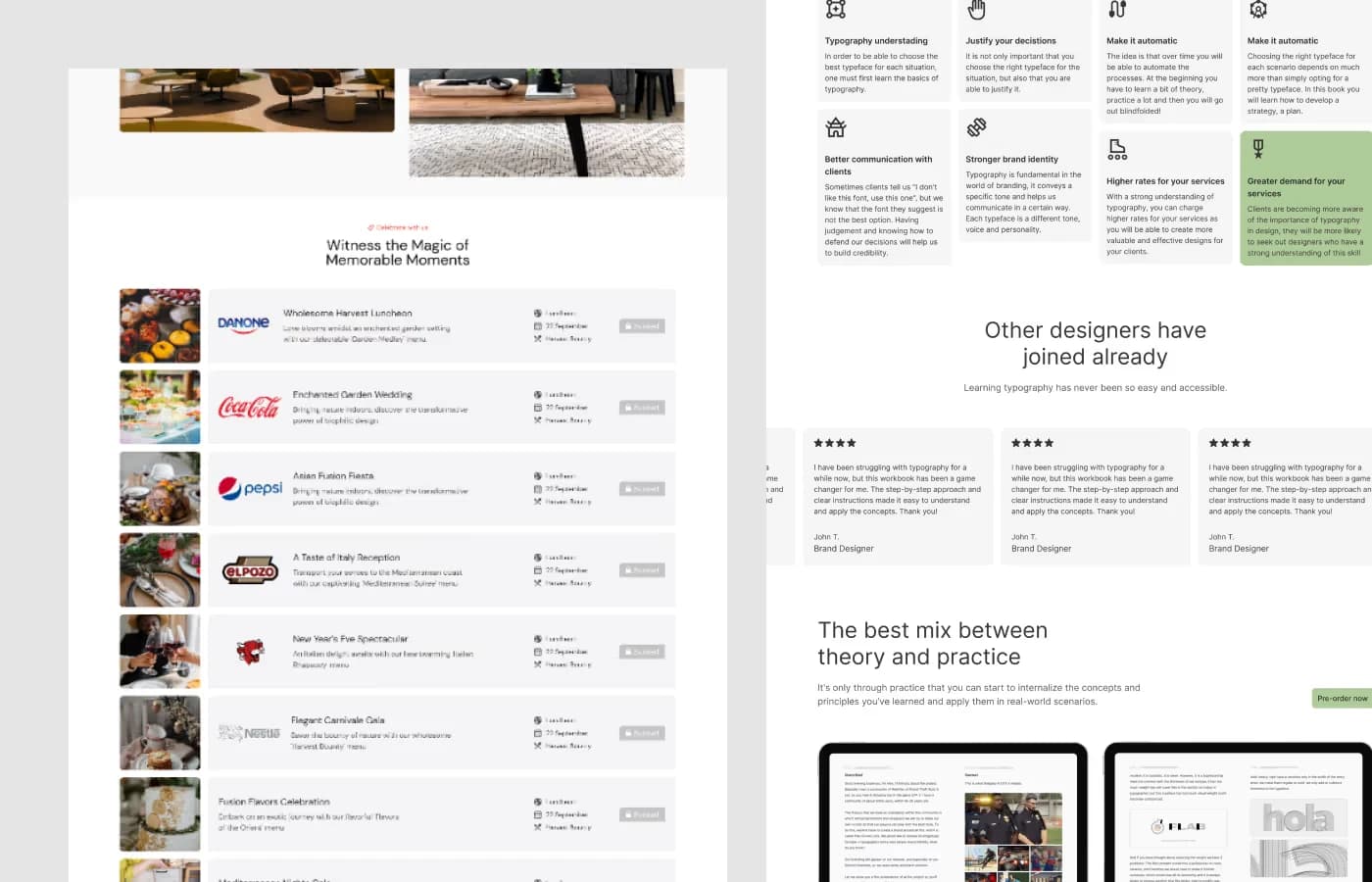 Fusion Flare · Catering Website template, screen 5
