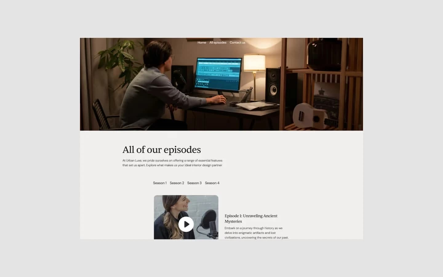 Podcast Hub template, screen 6
