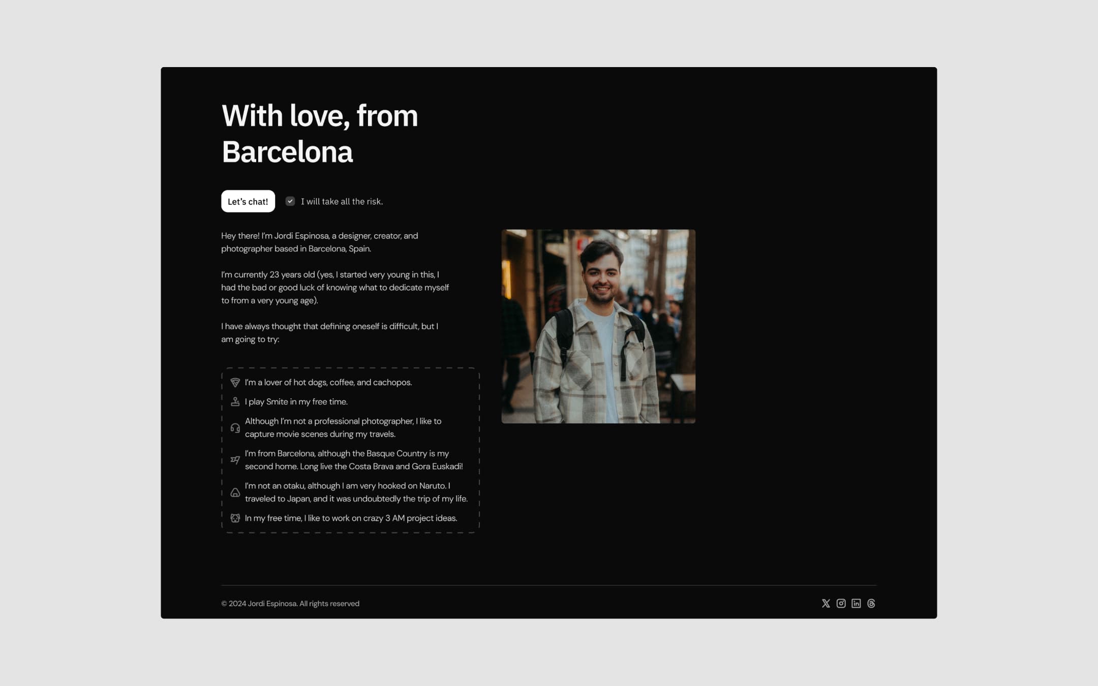 Espinosa Portfolio template, screen 6
