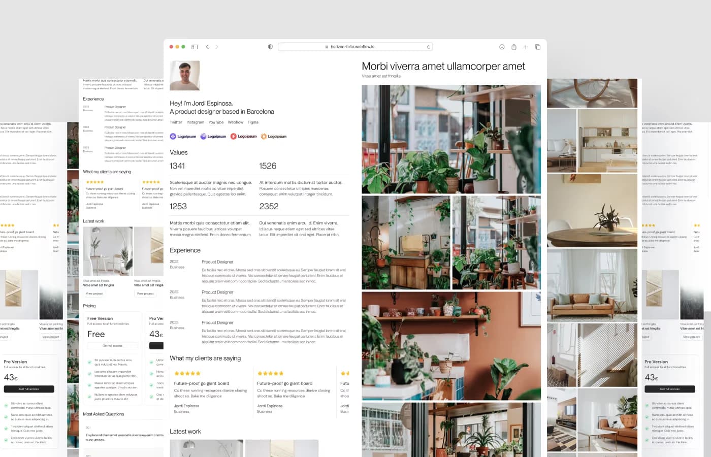 Horizon Folio · Portfolio Website template, main screen