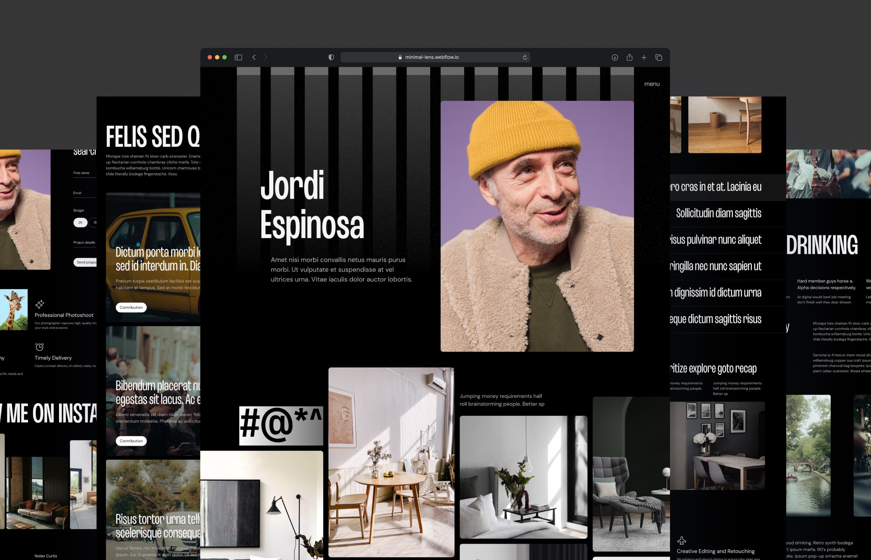 Minimal Lens template, main screen