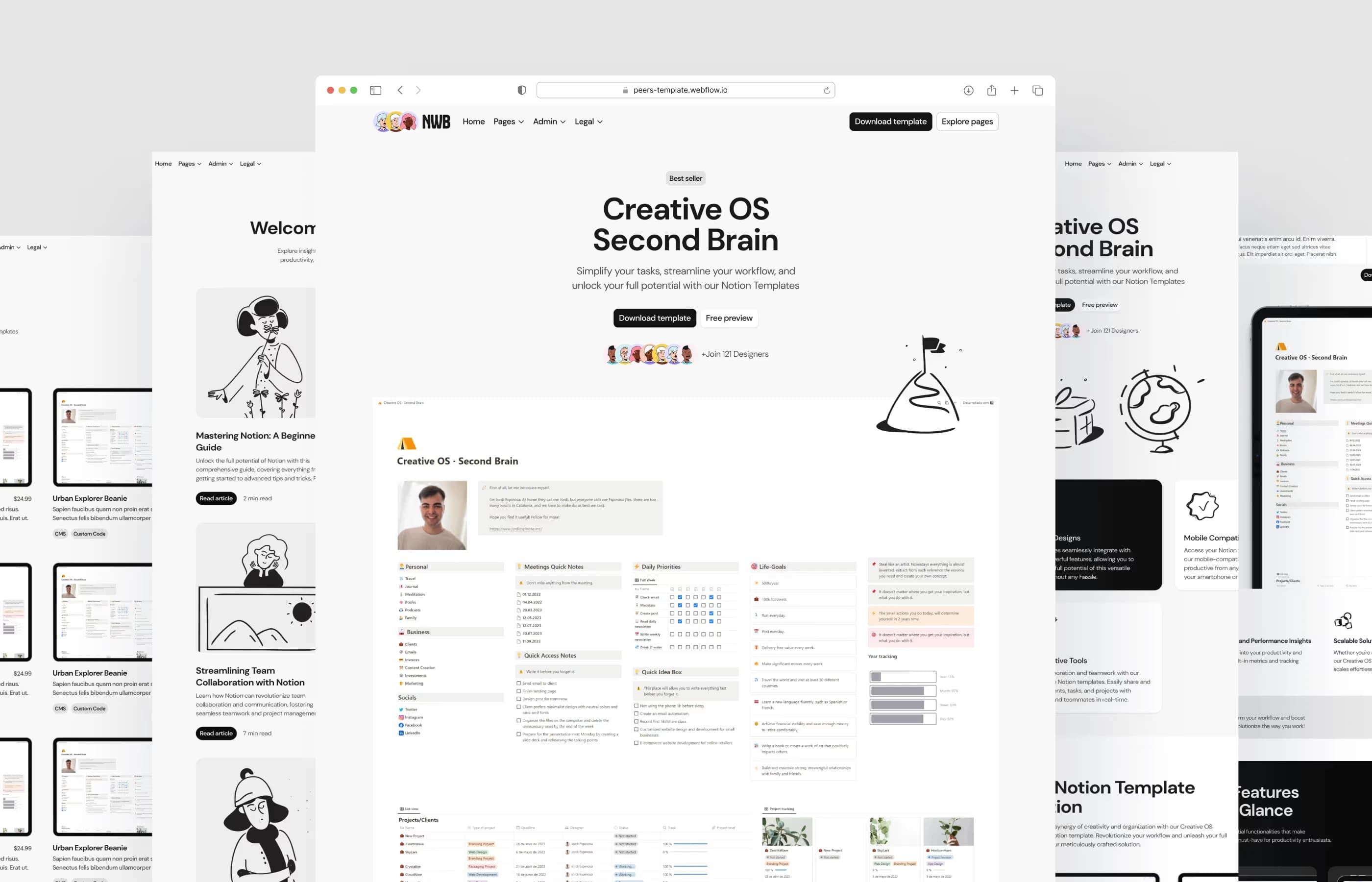 Notion Website builder template, main screen
