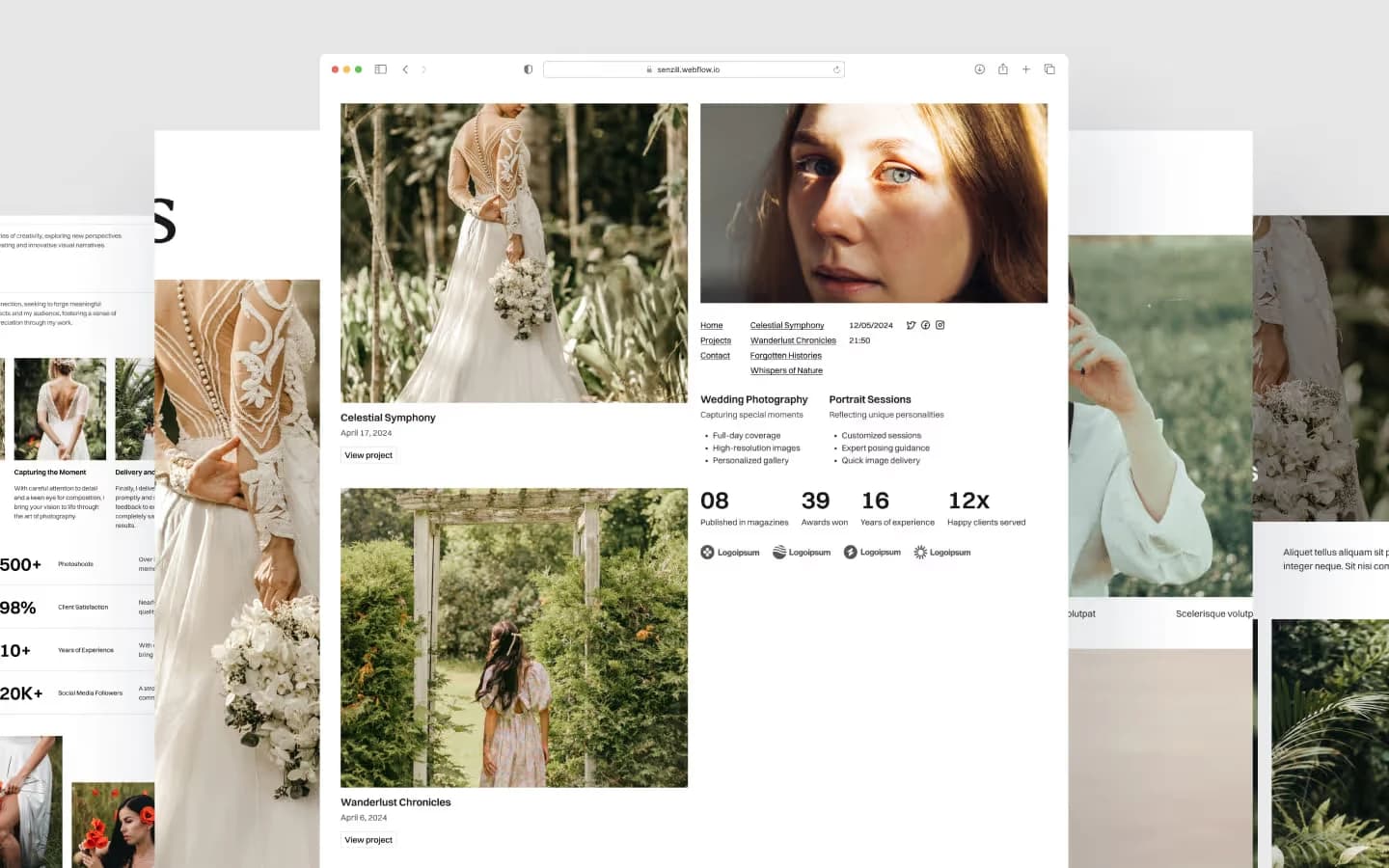 Simplesa Portfolio Template template, main screen