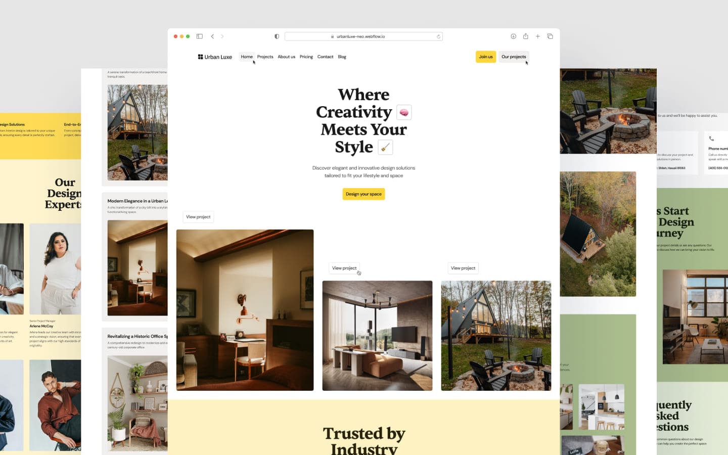 Urban Luxe Neo template, main screen