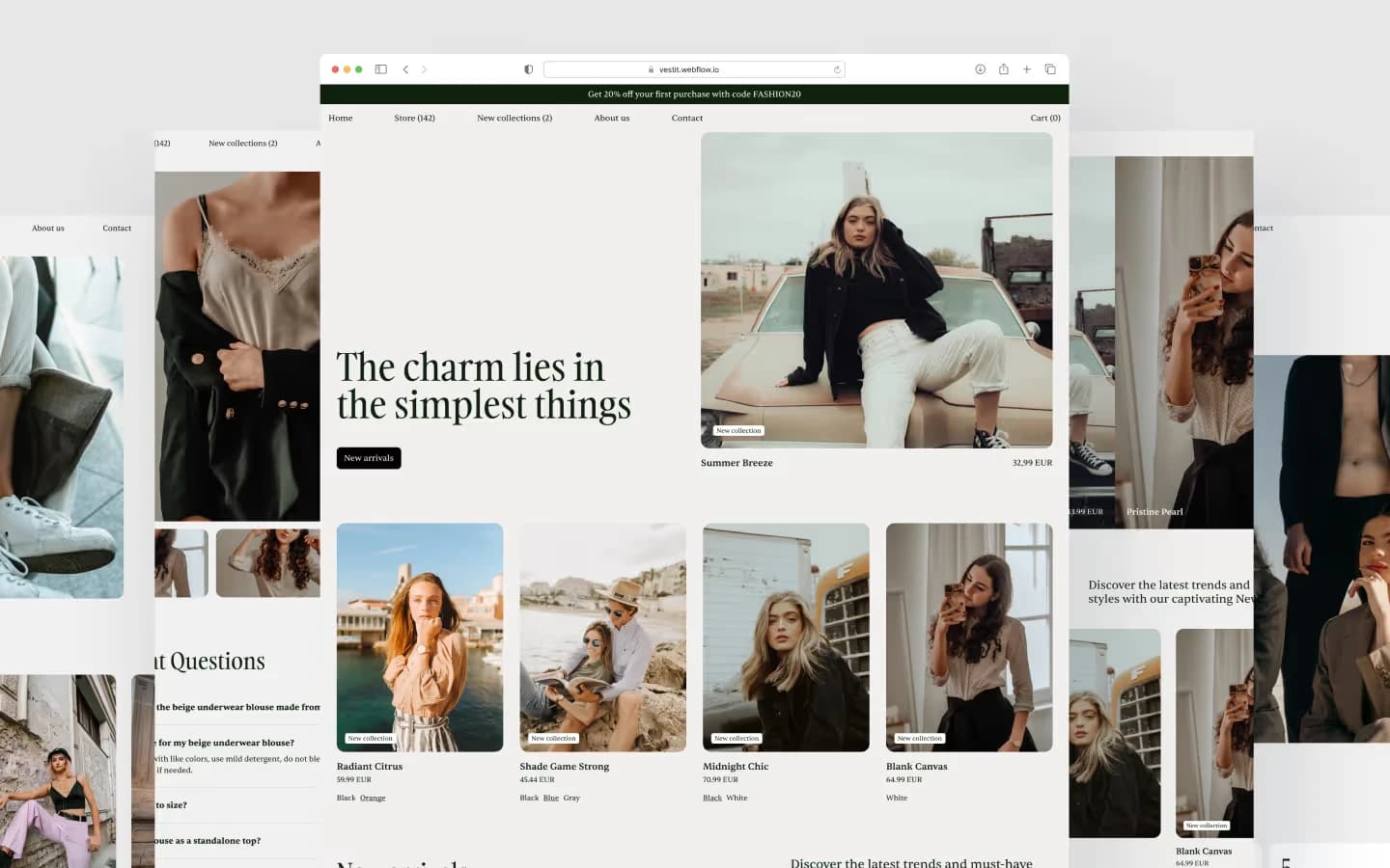 Vestit template, main screen