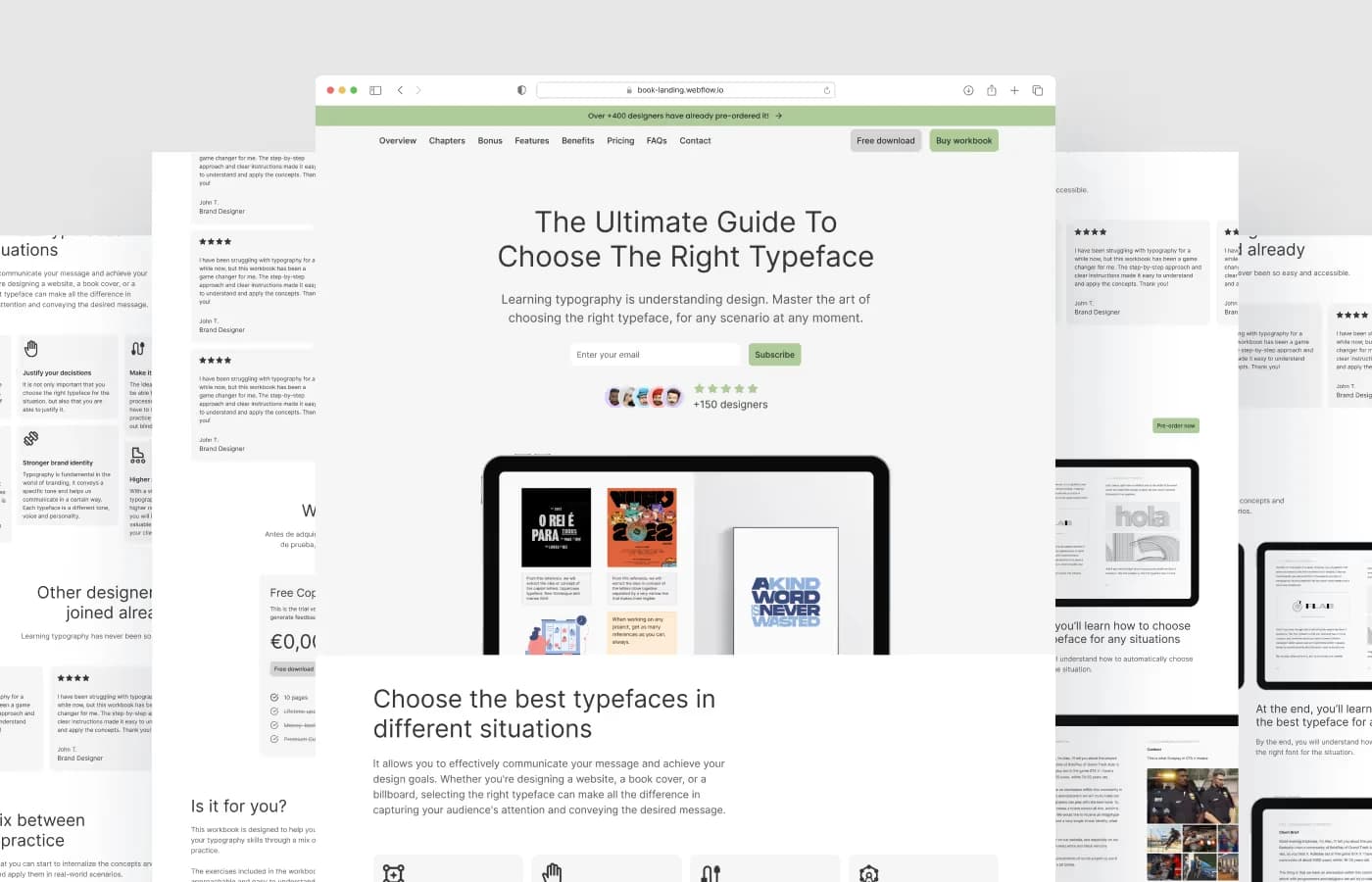 Workbook Landing Page template, main screen