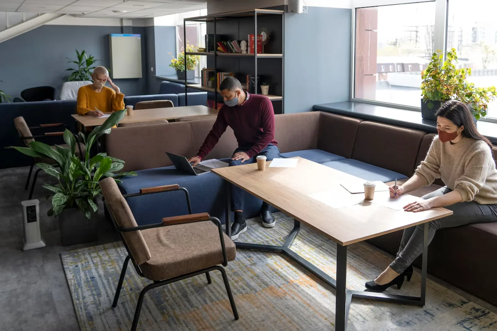 A wide view of the studio floor during a working session