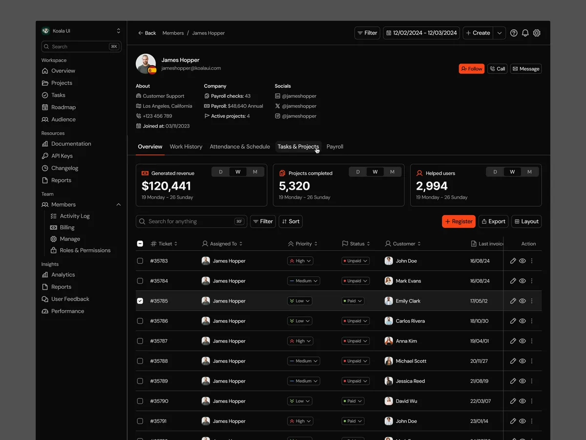 Website built with Koala UI, example 2