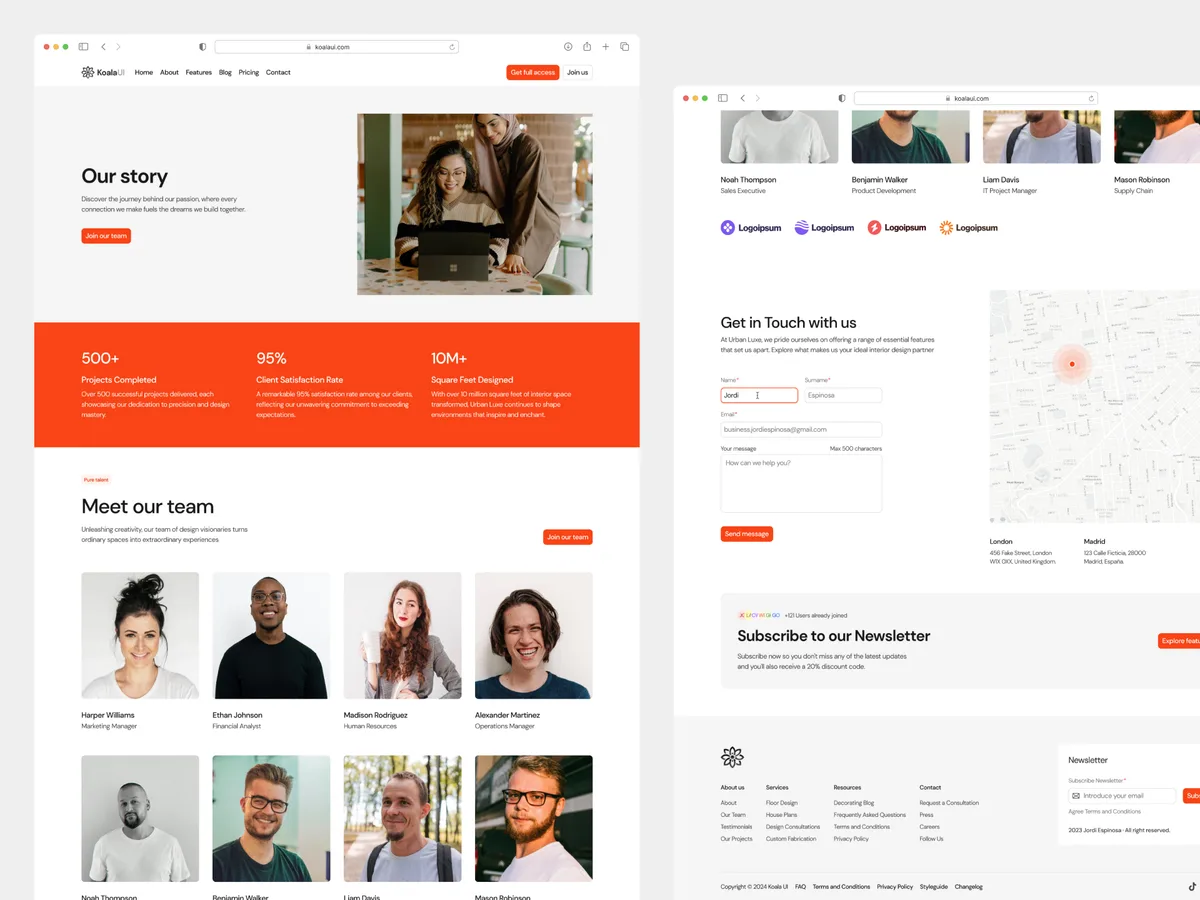 Website built with Koala UI, example 4